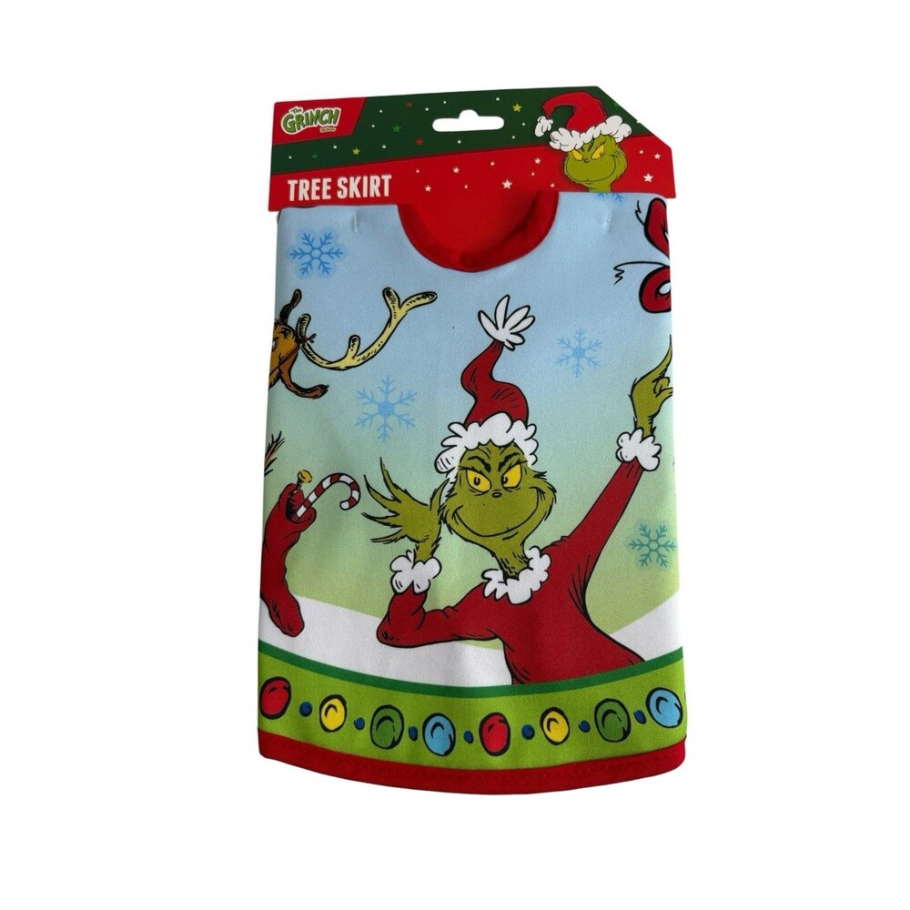 The Grinch Mini Christmas Tree Skirt Dr Seuss Whoville Whimsical Grinchmas NEW